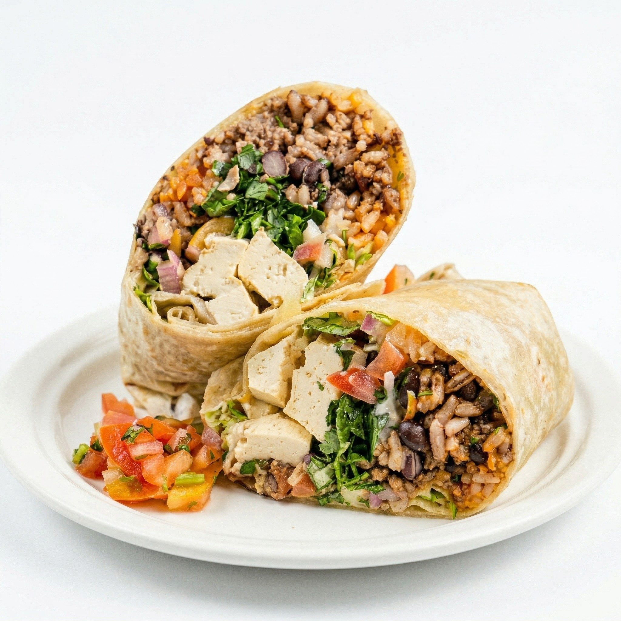 Spinach and Tofu Burrito.